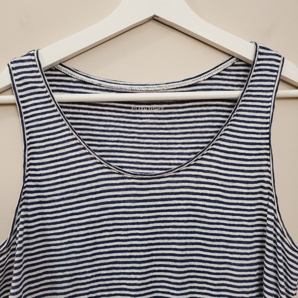 Eileen Fisher - 100% Linen Blue and White Striped Tank Top - Size S - Picture 3 of 5